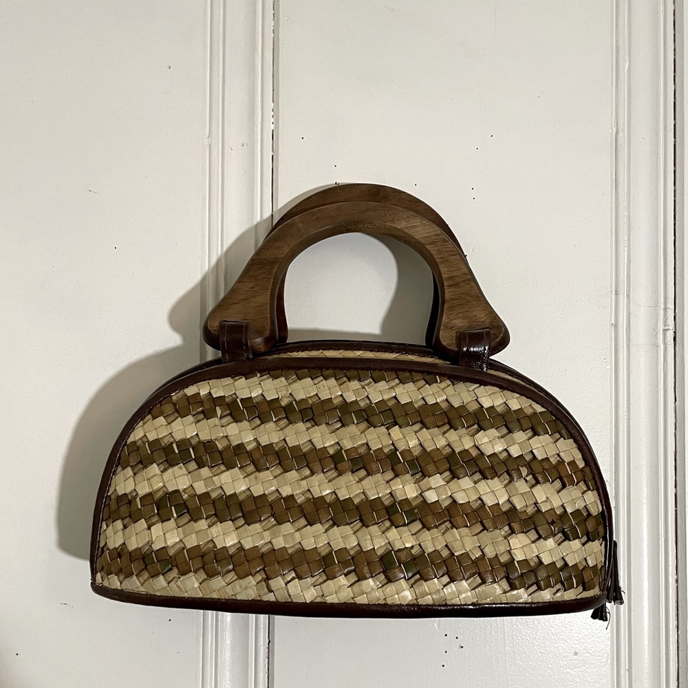 VINTAGE WOVEN/WOOD BAG